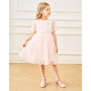 Stelle Girls High Heels Sequins Dress Sandals Princess Dress Shoes Flower Wedding Party Shoes（Toddler/Little/Big Kid）(T20-Pink, 8MT)