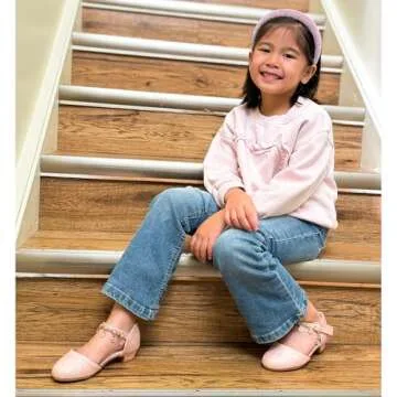 Stelle Girls High Heels Sequins Dress Sandals Princess Dress Shoes Flower Wedding Party Shoes（Toddler/Little/Big Kid）(T20-Pink, 8MT)