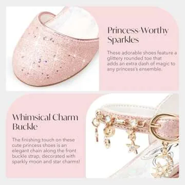 Stelle Girls High Heels Sequins Dress Sandals Princess Dress Shoes Flower Wedding Party Shoes（Toddler/Little/Big Kid）(T20-Pink, 8MT)