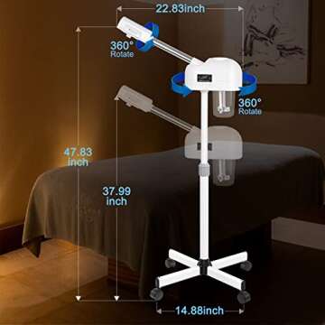 Zguooo Professional Facial Steamer, Ozone, Hot Mist, Hydration, Cleaning, Moisturizing, Simple Operation, Suitable for Home and Professional Beauty Salon