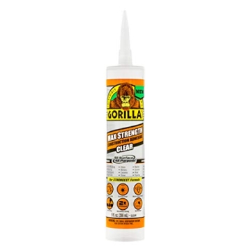Gorilla Max Strength Clear Construction Adhesive – 9 Ounce Cartridge for All Bonding Needs