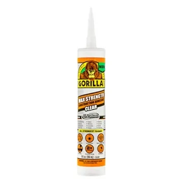 Gorilla Max Strength Clear Construction Adhesive – 9 Ounce Cartridge for All Bonding Needs