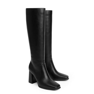 Modatope Square Toe Knee High Boots for Women