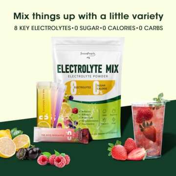 GREENPEOPLE Electrolytes Powder No Sugar - Sugar Free Hydration Electrolyte Packets - Fruit Flavors Electrolyte Drink Mix - 8 Electrolytes 5 Vitamins & Minerals Vegan Non-GMO 16 Sticks