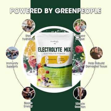 GREENPEOPLE Electrolytes Powder No Sugar - Sugar Free Hydration Electrolyte Packets - Fruit Flavors Electrolyte Drink Mix - 8 Electrolytes 5 Vitamins & Minerals Vegan Non-GMO 16 Sticks