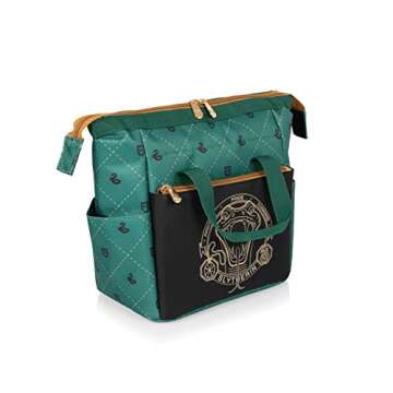 PICNIC TIME Harry Potter Slytherin On The Go Lunch Cooler, Soft Cooler Lunch Box, Insulated Lunch Bag, (Black with Green Accents)