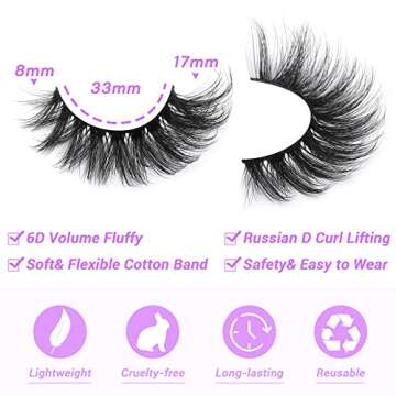 Dramatic JIMIRE Mink Lashes - Fluffy Cat Eye False Eyelashes 7 Pairs