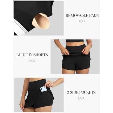 POTILI 2 Piece Tennis Dresses for Women Mini Skirt Set Athletic Dress Square Neck Top Built in Bra Workout Skort with Pockets