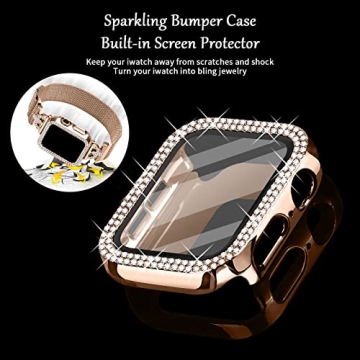 Joyozy Magnetic Apple Watch Band with Bling Case