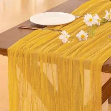 Socomi Gold Yellow Table Runner Spring Easter Cheesecloth Table Runner 170 inch Cheese Cloth Runner ...