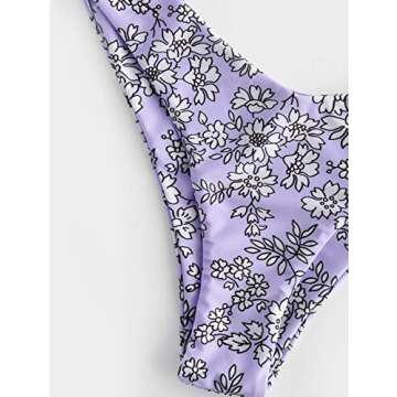 ZAFUL Women's Underwire Bikini Floral V-Wired High Leg Two Piece Bikini Set Swimsuit (5-Mauve, L)