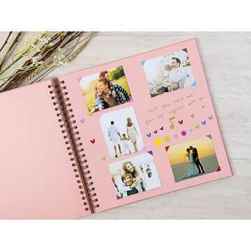 potricher 12 x 12 Inch Large Inch DIY Scrapbook Photo Album 80 Pages Thick Kraft Blank Pink Paper Memory Book for Wedding and Anniversary Family (Pink, 12 Inch)