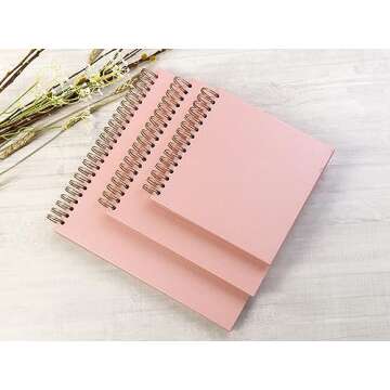 potricher 12 x 12 Inch Large Inch DIY Scrapbook Photo Album 80 Pages Thick Kraft Blank Pink Paper Memory Book for Wedding and Anniversary Family (Pink, 12 Inch)