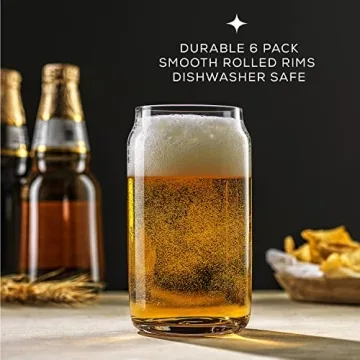 JoyJolt Beer Can Glasses Set of 6 - Unique Drinking Tumblers