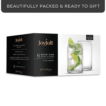 JoyJolt Beer Can Glasses Set of 6 - Unique Drinking Tumblers