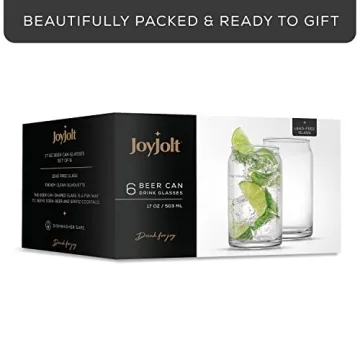 JoyJolt Beer Can Glasses Set of 6 - Unique Drinking Tumblers