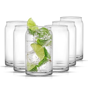 JoyJolt Beer Can Glasses Set of 6 - Unique Drinking Tumblers