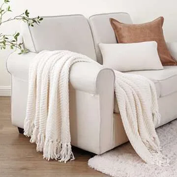 BATTILO HOME Cream White Throw Blanket – Soft, Stylish Decorative Cover for All Occasions