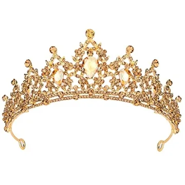SuPoo Gold Crown Queen Crowns for Women Birthday Tiara Champagne Tiara for Women Rhinestone Headband...