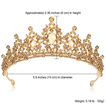 SuPoo Gold Crown Queen Crowns for Women Birthday Tiara Champagne Tiara for Women Rhinestone Headband Hair Accessories Gifts Princess Decoration for Wedding Party Prom Halloween Costume