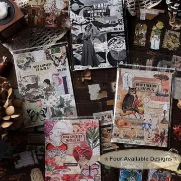 Dwpetzo Journaling Sticker Book for Adults,20 Sheets PET Transparent Aesthetic Scrapbook Stickers Ephemera for Junk Journals Supplies, Bujo, Planners