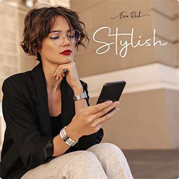 Five Rock Style" Elegant Bracelet Bangles Gift Box, 1 Silver, 1 Gold, 1 Rose Gold, Friendship Jewelr...