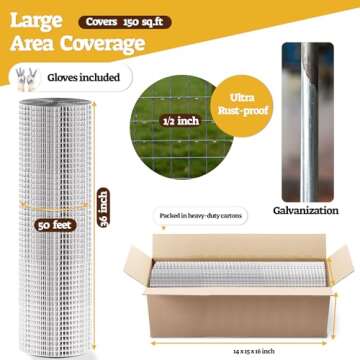 HORCH Hardware Cloth Galvanized Wire Mesh Roll for All Projects