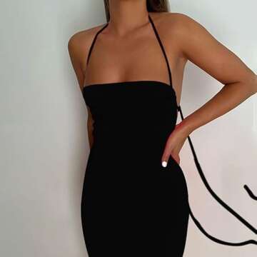 ccisppal Women's Sexy Spaghetti Strap Backless Cami Dress for Summer Parties