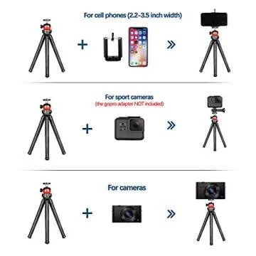 Phone Tripod, Flexible iPhone Tripod and Portable Adjustable Tripod with Wireless Remote and Universal Clip Mount Camera Tripod, Travel Tripod,Tabletop Tripod Compatible with iPhone Android