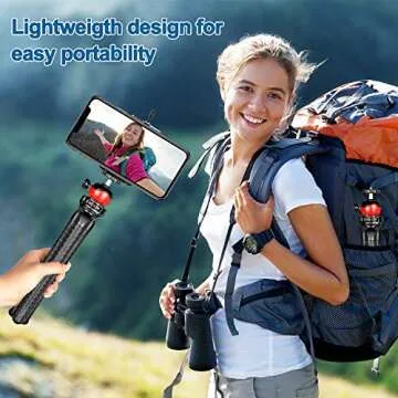 Phone Tripod, Flexible iPhone Tripod and Portable Adjustable Tripod with Wireless Remote and Universal Clip Mount Camera Tripod, Travel Tripod,Tabletop Tripod Compatible with iPhone Android