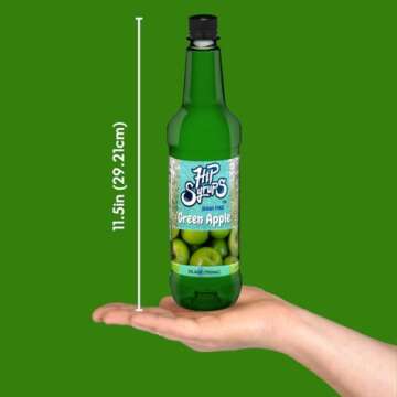 Hip Syrups - Green Apple Sugar Free Simple Syrup Designed for Water Flavor, Bubble Tea, Boba Tea, Cocktails, Sugar Free