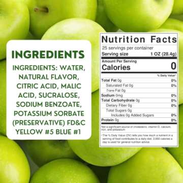 Hip Syrups - Green Apple Sugar Free Simple Syrup Designed for Water Flavor, Bubble Tea, Boba Tea, Cocktails, Sugar Free