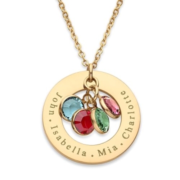 Custom Birthstone Necklace for Mom 18k Gold Plated