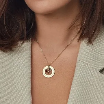 Custom Birthstone Necklace for Mom 18k Gold Plated