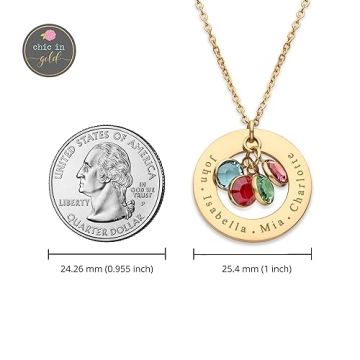 Custom Birthstone Necklace for Mom 18k Gold Plated