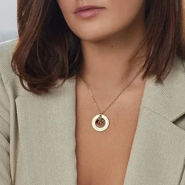 Custom Birthstone Necklace for Mom 18k Gold Plated