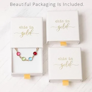 Custom Birthstone Necklace for Mom 18k Gold Plated