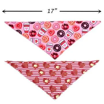 Valentines Day Dog Bandana 2 Pack - Triangle Bibs Pet Scarf for Small Dogs Puppy Cat