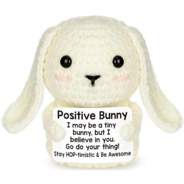 Mini Inspirational Positive Crochet Animals Bunny Cute Stuff Funny Easter Gift for Women Men Coworke...