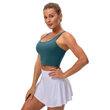 Lavento Women's Racerback Sports Bras Yoga Crop Top with Built in Bra (Brushed Teal Green, 6)