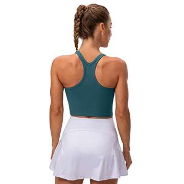 Lavento Women's Racerback Sports Bras Yoga Crop Top with Built in Bra (Brushed Teal Green, 6)