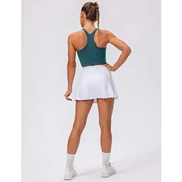 Lavento Women's Soft Racerback Yoga Crop Top with Bra