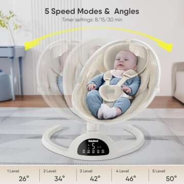 BabyBond Baby Swings for Infants, Bluetooth Infant Swing with Music Speaker, 3 Seat Positions, 5 Poi...