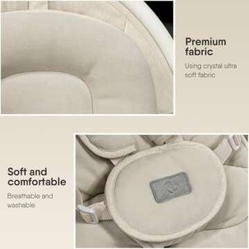 BabyBond Baby Swings for Infants, Bluetooth Infant Swing with Music Speaker, 3 Seat Positions, 5 Point Harness Belt, 5 Speeds and Remote Control - Portable Baby Swing for Indoor and Outdoor (Beige)