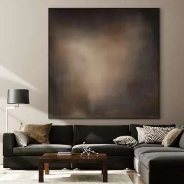 72"x72" XL Framed Wall Art - Moody Brown and Black Toned Abstract Design (Frame Assembly Required)