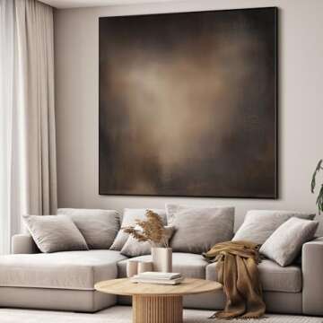 72"x72" XL Framed Wall Art - Moody Brown and Black Toned Abstract Design (Frame Assembly Required)