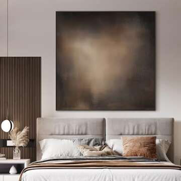 72"x72" XL Framed Wall Art - Moody Brown and Black Toned Abstract Design (Frame Assembly Required)