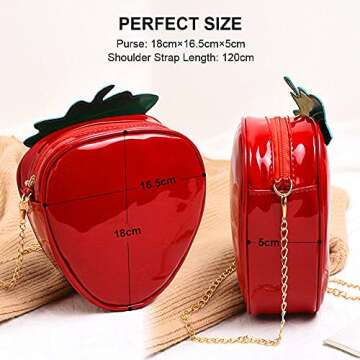 JienClound Girls Strawberry Purse - Cute PU Leather Bag