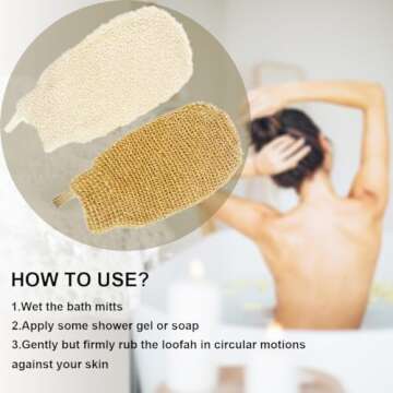 PPHAO BASIC - Bath Gloves for Shower - Organic Bath Mitts Washcloths - Bath Gloves Exfoliating for Women and Men - Body Scrubbers for Use in Shower - Ramie and Jute Fiber - 2 Pack