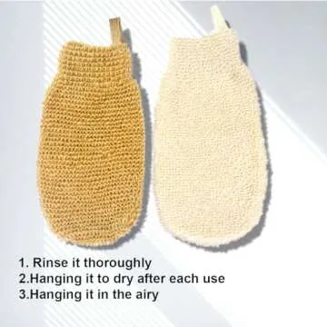 PPHAO BASIC - Bath Gloves for Shower - Organic Bath Mitts Washcloths - Bath Gloves Exfoliating for Women and Men - Body Scrubbers for Use in Shower - Ramie and Jute Fiber - 2 Pack